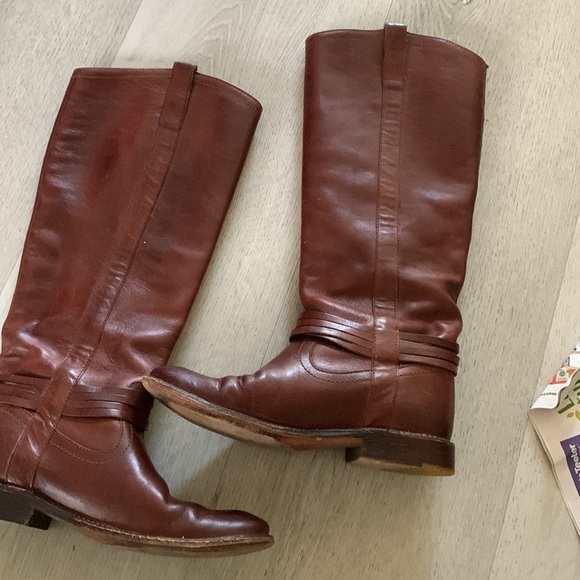 Frye Brown Shirley Leather Knee‎ High Tall Boots Women's Size 5 1/2 B riding - Picture 6 of 16